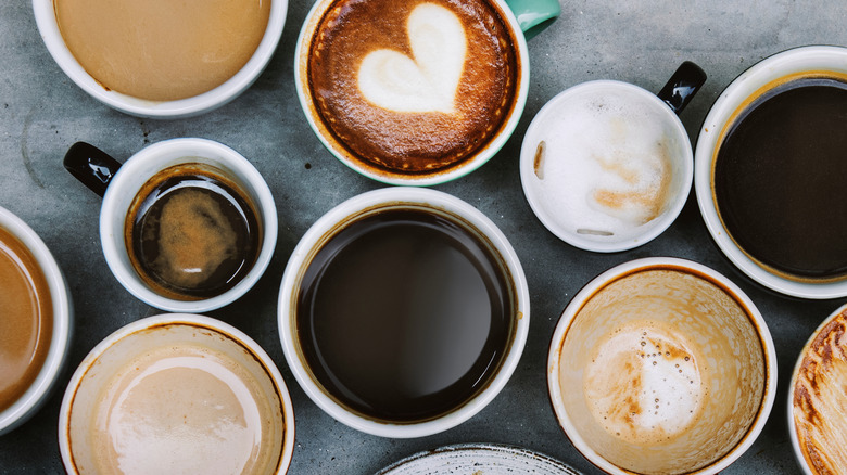 Top view of cups of coffee