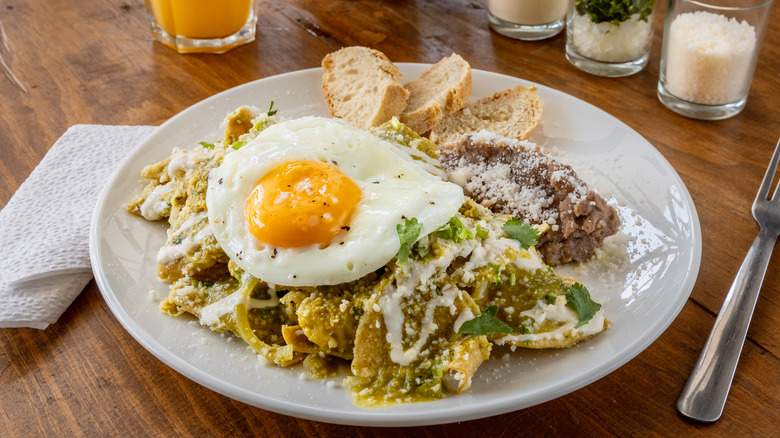 Chilaquiles with a fried egg