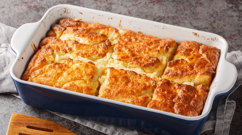 Biscuits in casserole dish