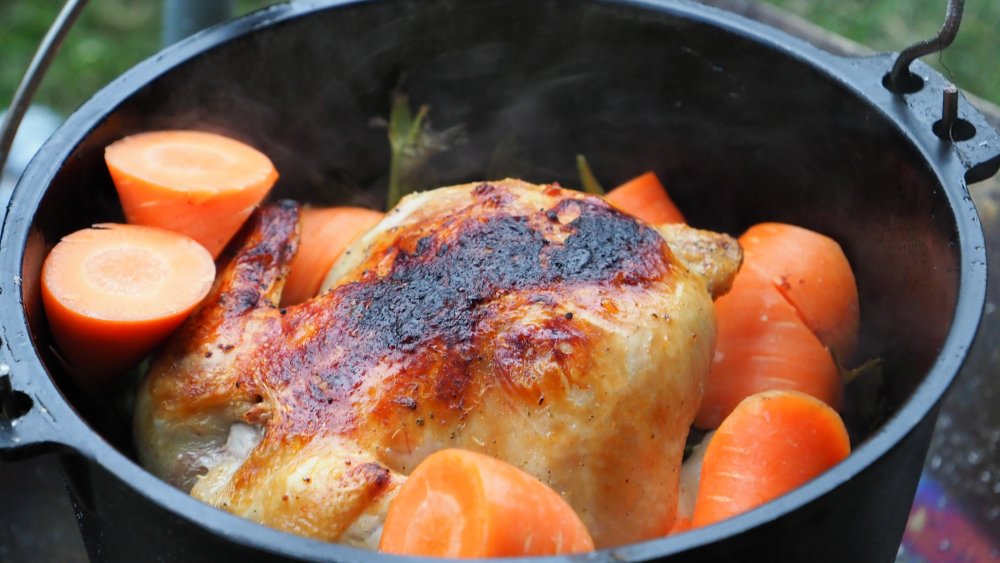 Roasted chicken in dutch oven