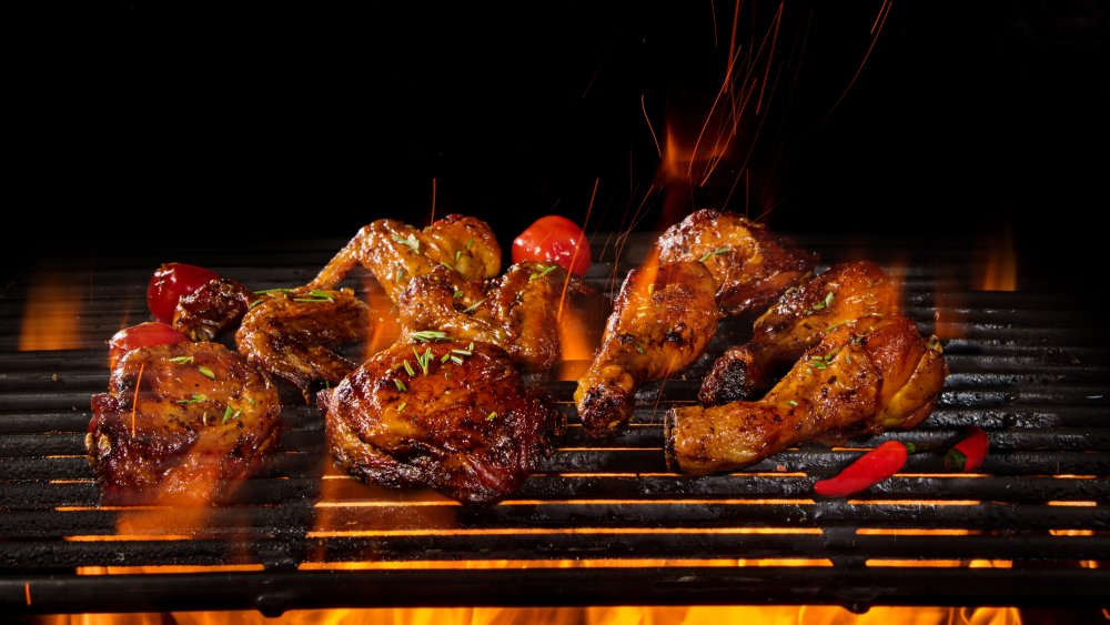 Chicken wings on a grill