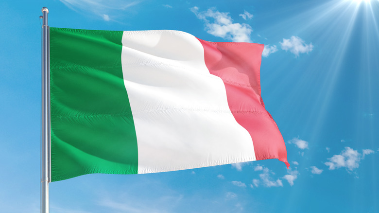 Italian flag waving in air