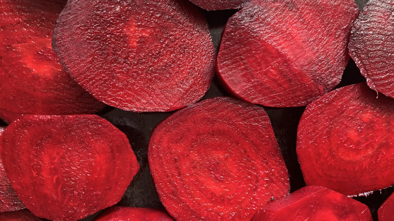 Close-up of sliced fresh beets