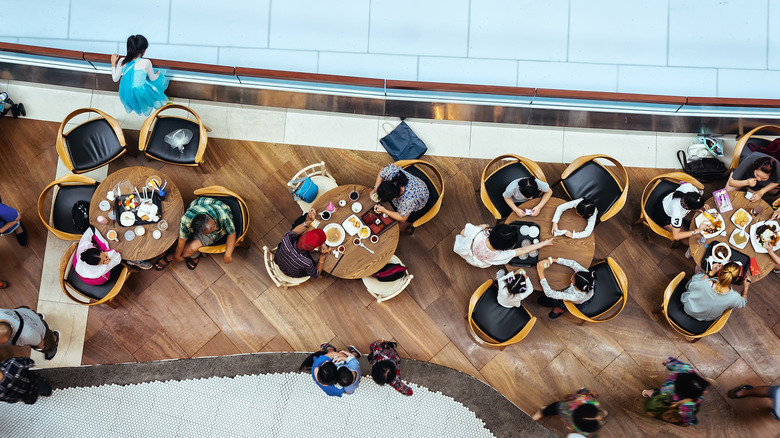 overhead photo of food court