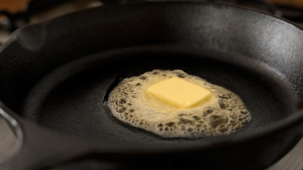 Butter melting in pan 