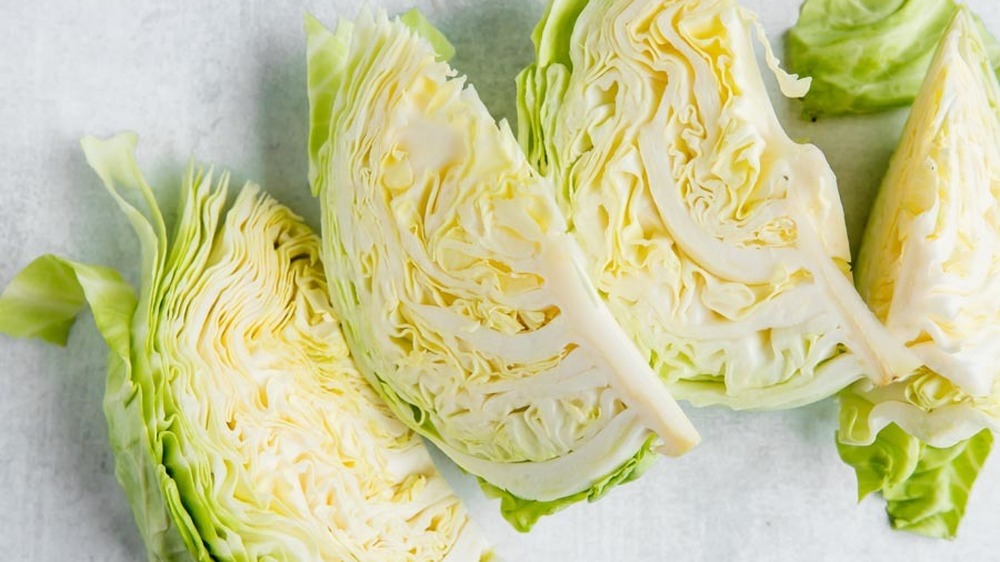 cabbage sliced for corned beef and cabbage