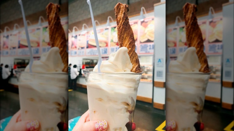 Costco churro ice cream sundae