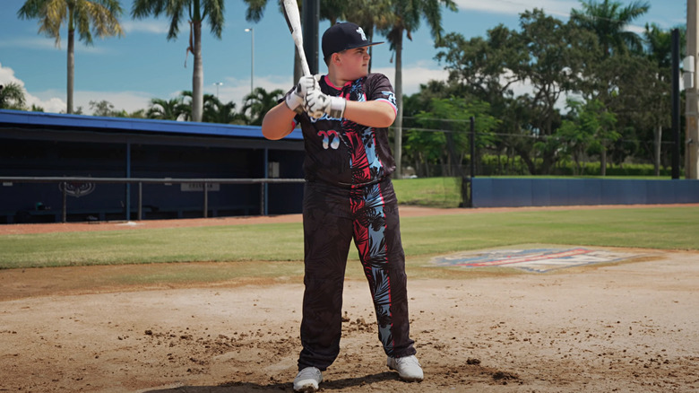 Big Justice at bat on a baseball field