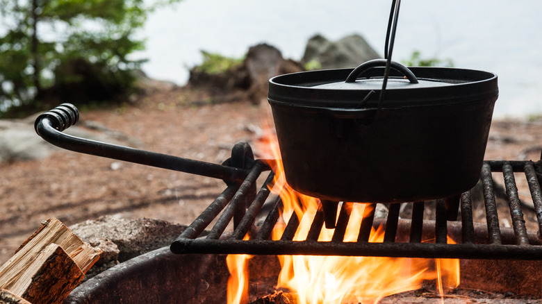 Dutch oven over fire pit