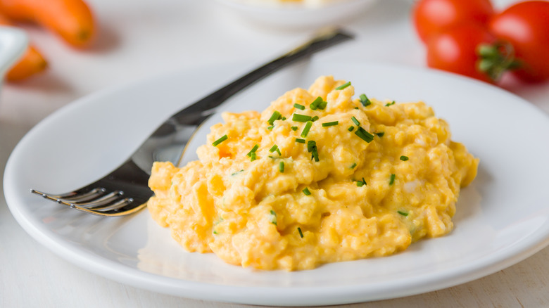 scrambled eggs on a plate