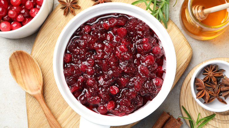 Bowl of cranberry sauce