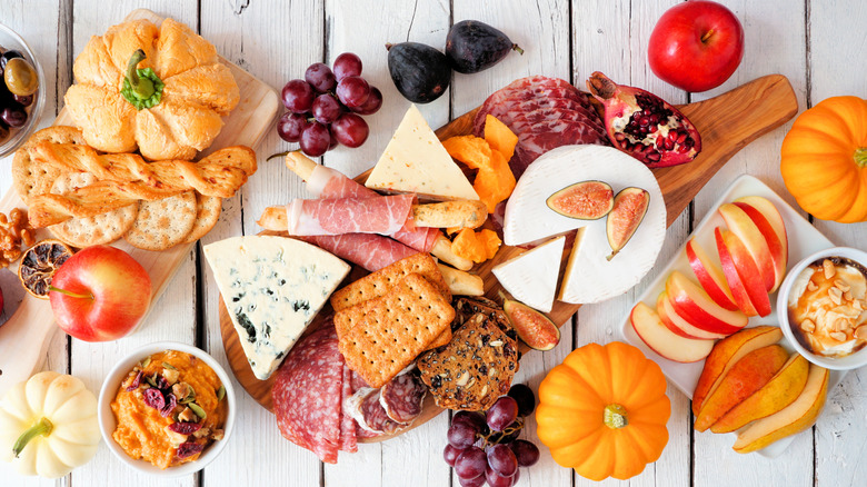 fall themed charcuterie spread