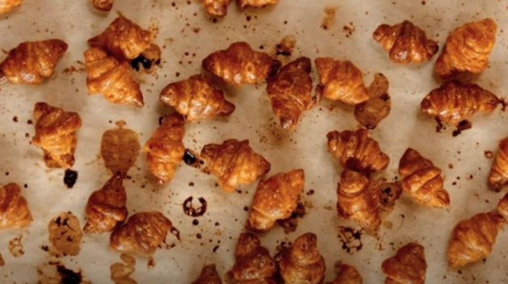 Mini croissants on a baking sheet