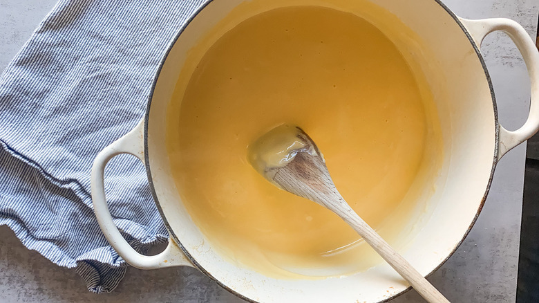 Melted cheese-adjacent substance in cookware