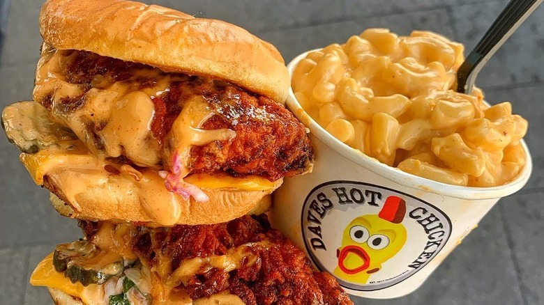 Dave's Hot Chicken slider and mac and cheese