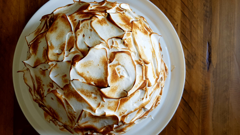 Baked Alaska on a white plate