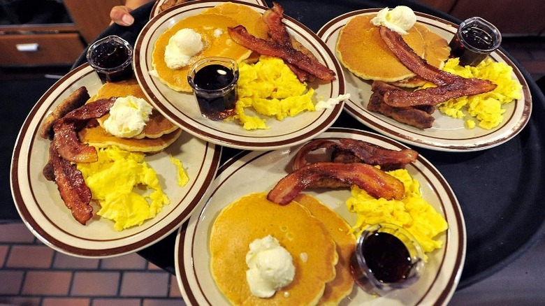 Several Denny's Grand Slam breakfasts