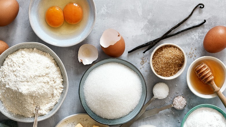 cake ingredients on a countertop