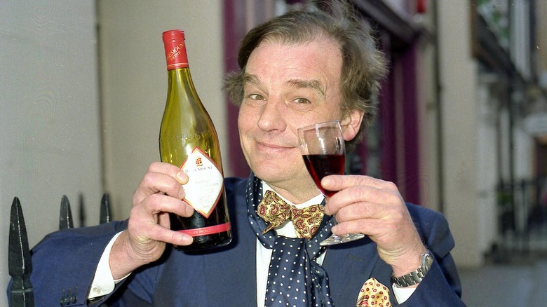 Restaurateur Keith Floyd with wine