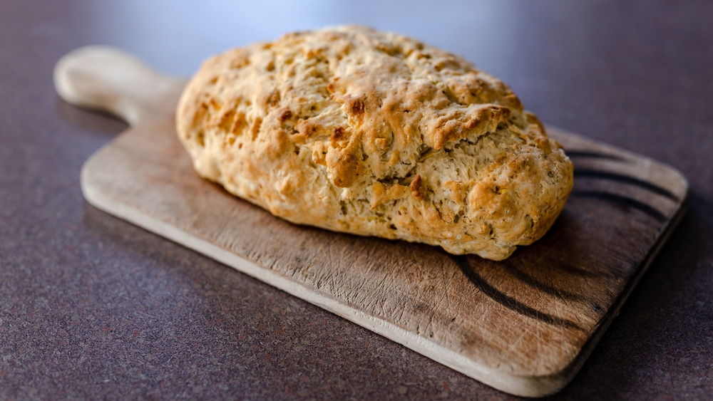 Soda bread on cutting board