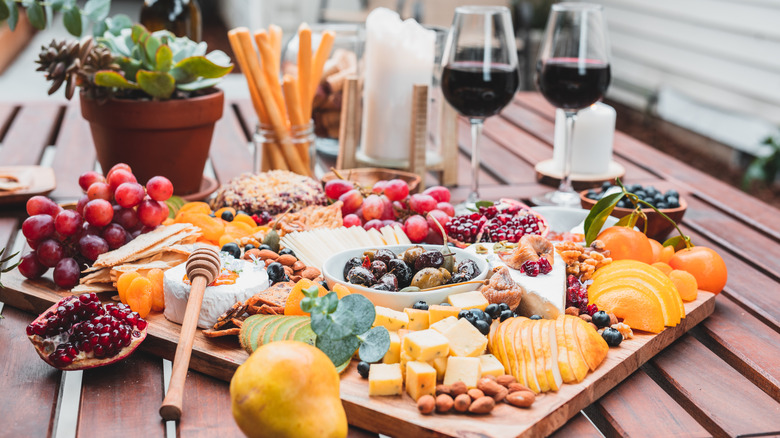 charcuterie board with cheese meats