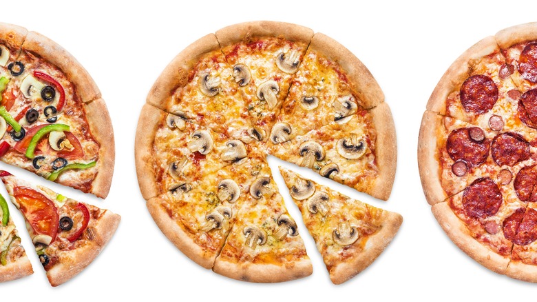 Pizzas with various toppings