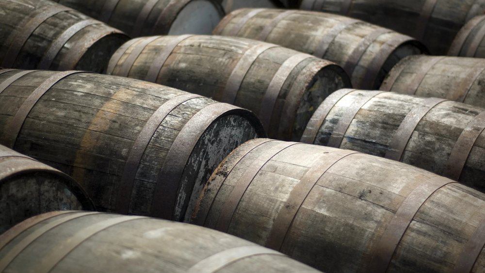 Whisky aging in barrels