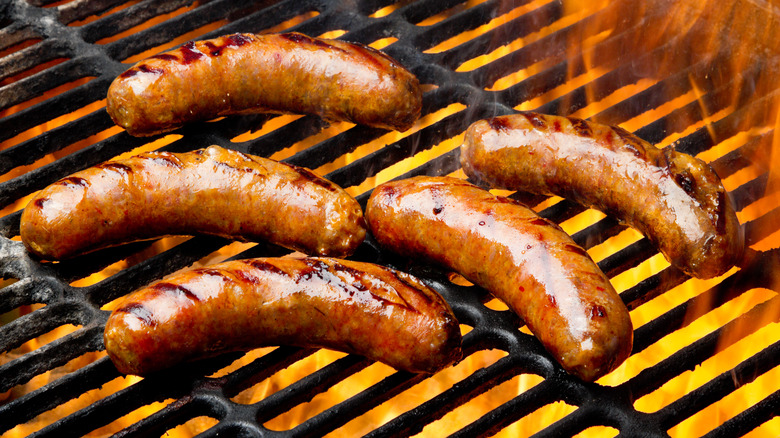 sausages on the grill