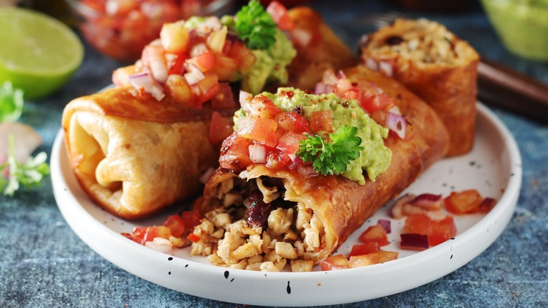 Chimichangas with toppings