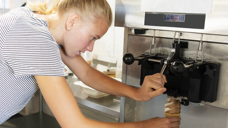 woman making an ice cream cone