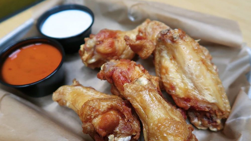 A generic shot of wings and dips from Buffalo Wild Wings