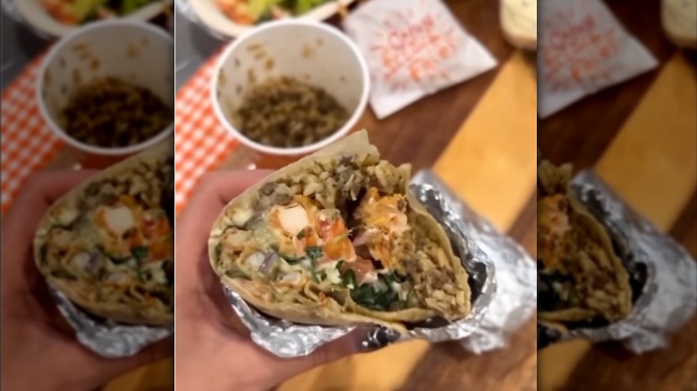 Burrito made with Popeyes ingredients