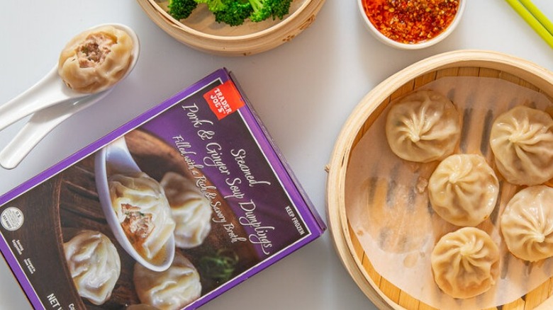 Trader Joe's dumplings wooden steamer