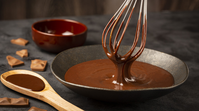 Whisking chocolate ganache