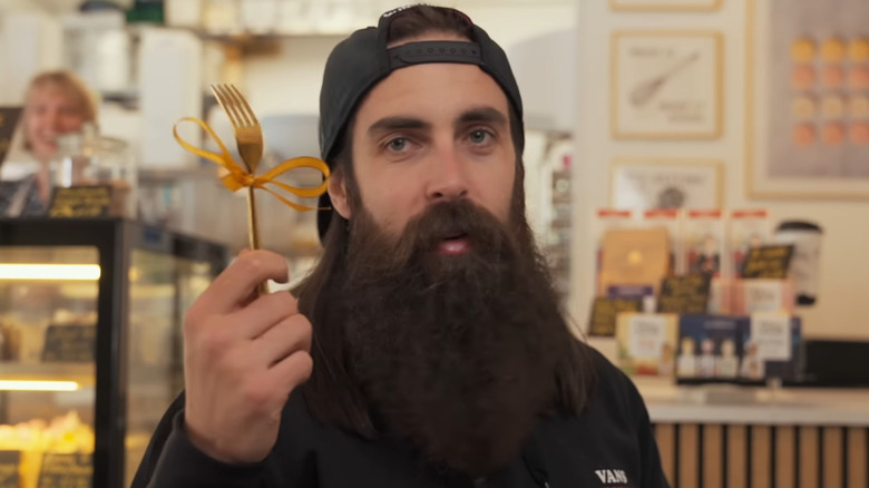 Adam Moran with golden fork