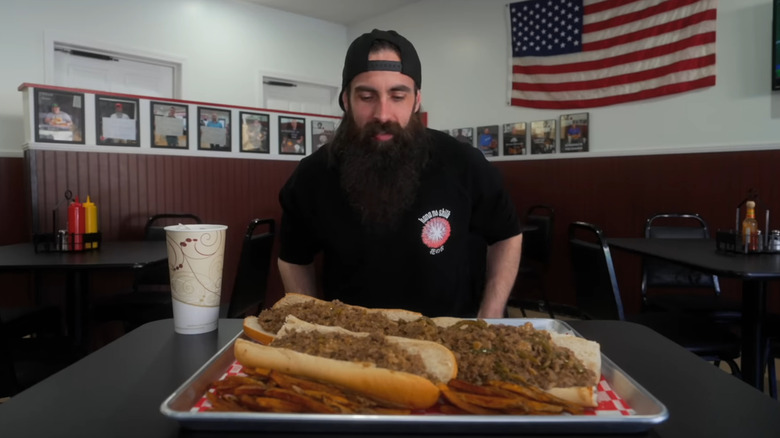 Adam Moran with huge cheesesteak