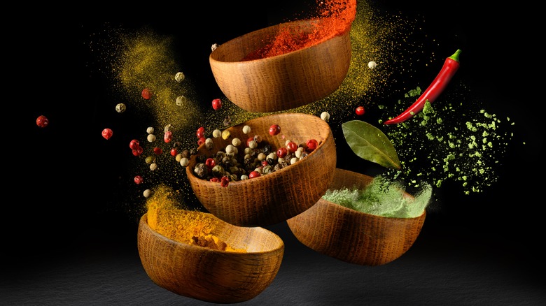 Various Mexican spices in bowls