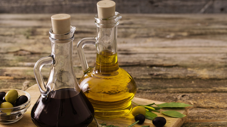 bottles of oil and vinegar