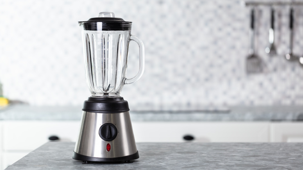 Blender on a counter for frappuccino recipe