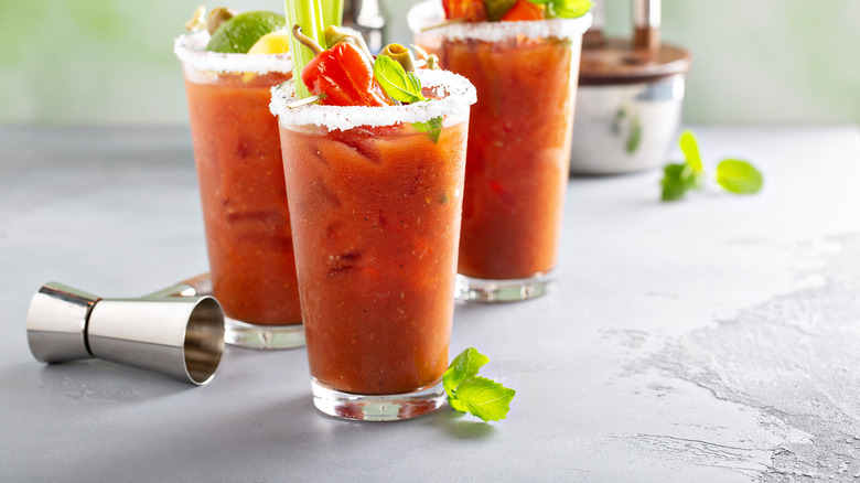 three bloody marys on table