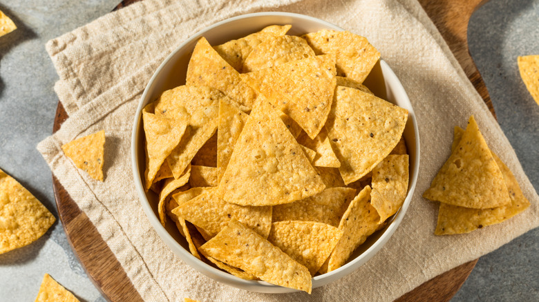 Tortilla chips and chip fragments