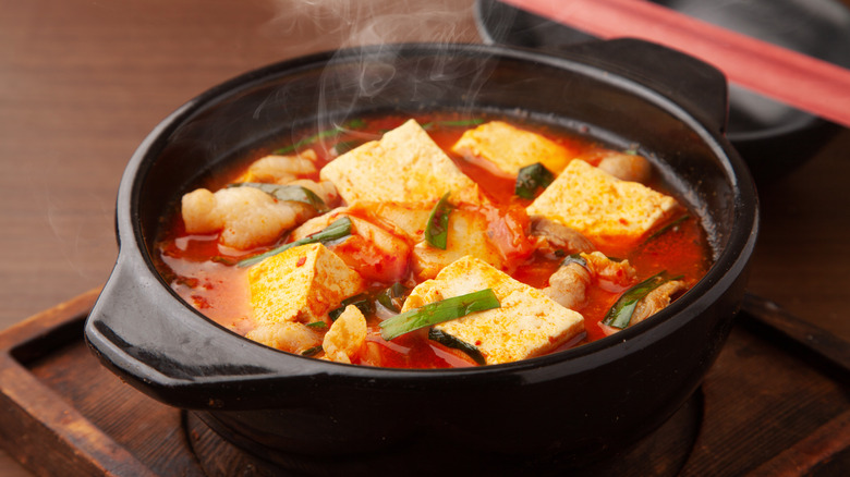 Korean soup simmering