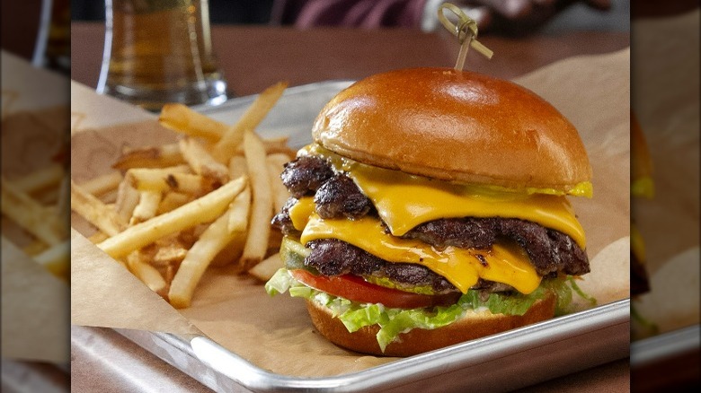 Buffalo Wild Wings burger and fries