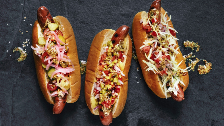 Fully-dressed hot dogs