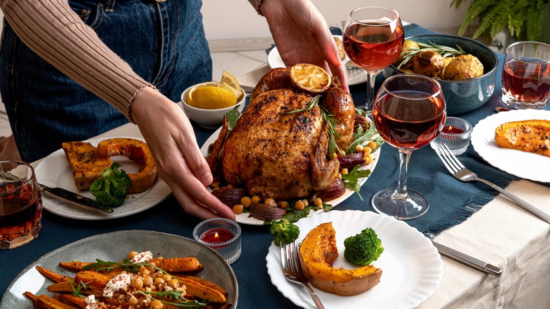 Thanksgiving dinner spread