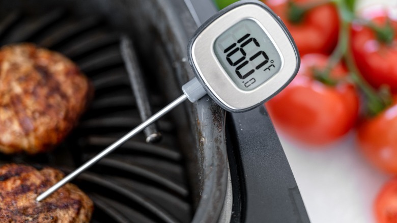 Meat thermometer reading 160 degrees