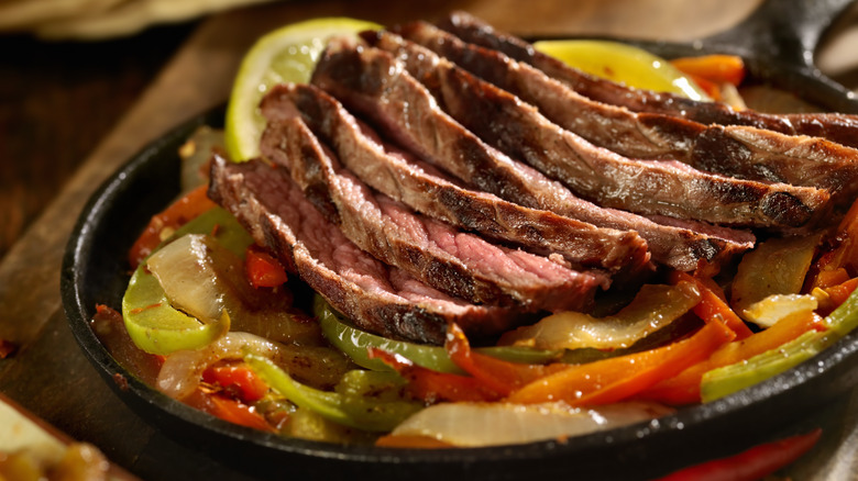 steak with fajita peppers