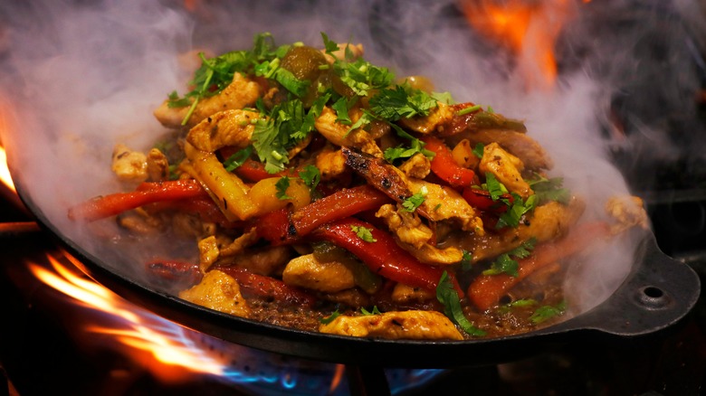 Sizzling chicken fajitas