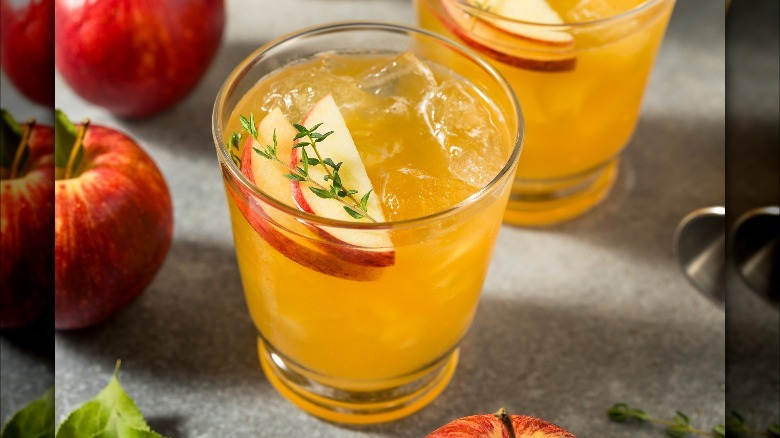 Apple cider cocktail with thyme