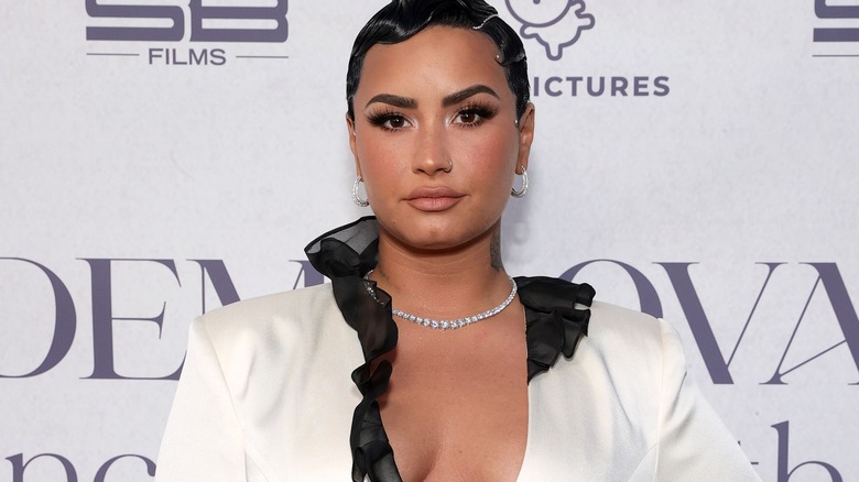 Demi Lovato in white dress